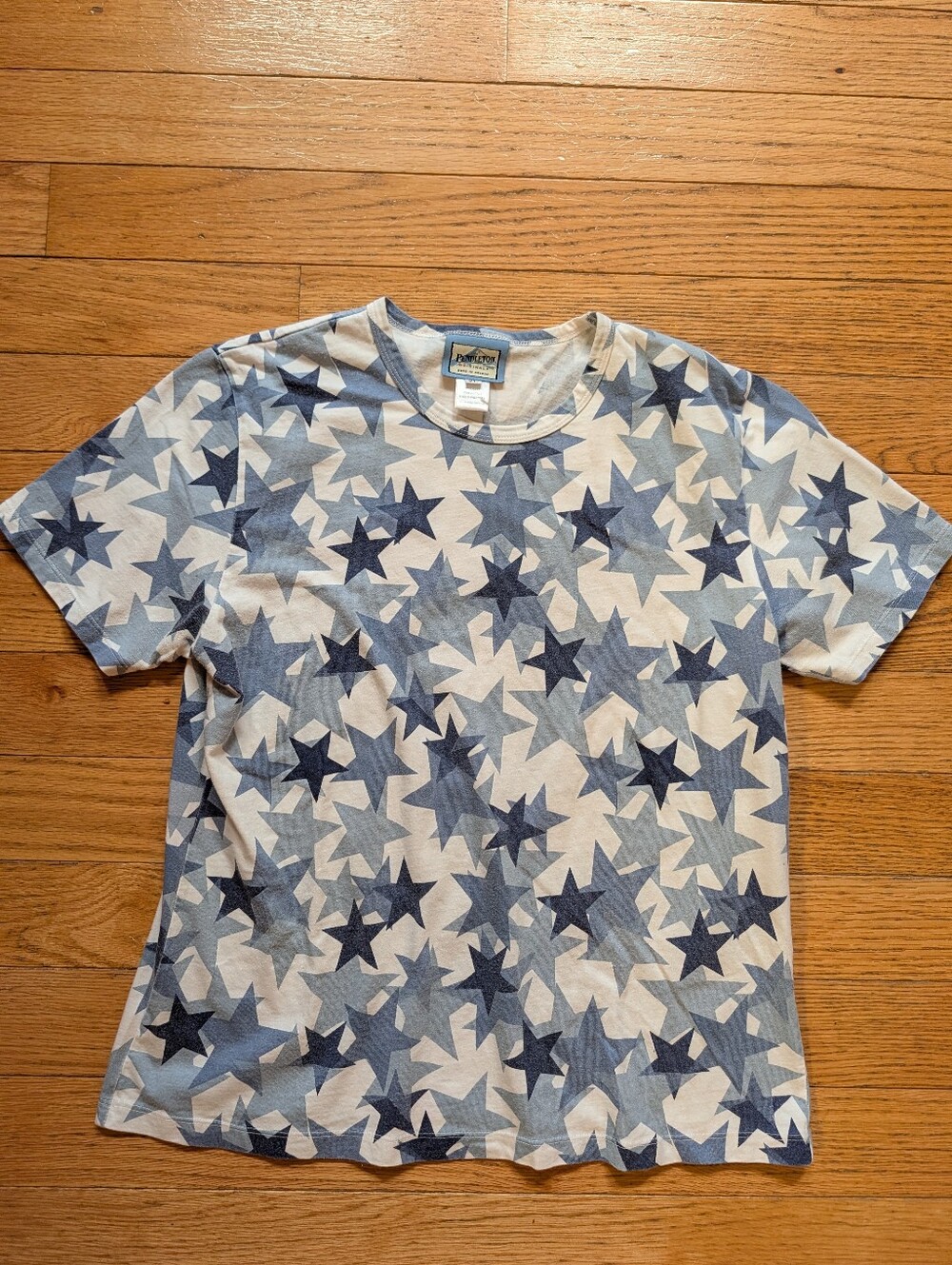 Vintage 90s Y2K Pendleton Star Print Tshirt Blue White Western Graphic Americana